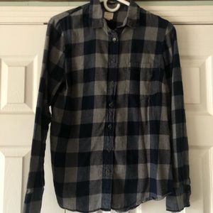 J. Crew Factory Navy Checked Flannel